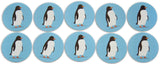 Novel Merk Penguin Vinyl Sticker Decals – 2 Inch Round Individual Cut - Waterproof (10 Pack)