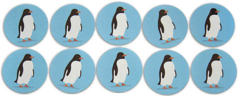 Novel Merk Penguin Vinyl Sticker Decals – 2 Inch Round Individual Cut - Waterproof (10 Pack)