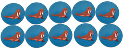Novel Merk Walrus Vinyl Sticker Decals – 2 Inch Round Individual Cut - Waterproof (10 Pack)