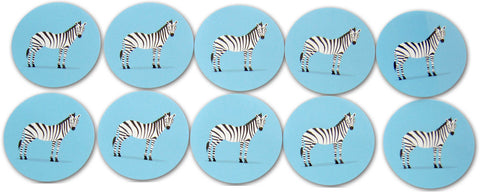 Novel Merk Zebra Vinyl Sticker Decals – 2 Inch Round Individual Cut - Waterproof (10 Pack)