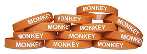 Novel Merk Monkey Brown Safari Animal Party Favor & School Carnival Prize Silicone Rubber Band Wristband Bracelet (12 pieces)