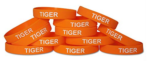 Novel Merk Tiger Orange Safari Animal Party Favor & School Carnival Prize Silicone Rubber Band Wristband Bracelet (12 pieces)