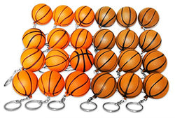 Novel Merk 24 Basketball Sports Ball Keychains Pack Includes Orange & Brown for Party Favors & School Carnival Prizes