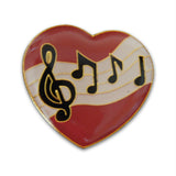 Novel Merk Musician Heart Treble Clef & Notes 3-Piece Lapel or Hat Pin & Tie Tack Set with Clutch Back