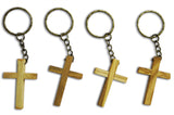 4-Piece Olive Wood Cross Keychains Made in Bethlehem by Novel Merk