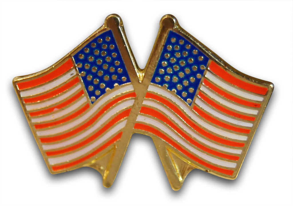 Patriotic Gold and Silver Tone American Flag Tie Tack