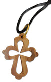 Novel Merk 2-Piece Small Olive Wood Necklaces Diamond Cross & 14 Stations Cross Made in Bethlehem