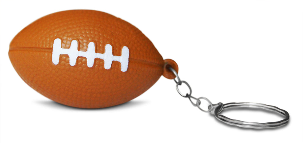 Brown Puff Ball Keychain With Football Charm