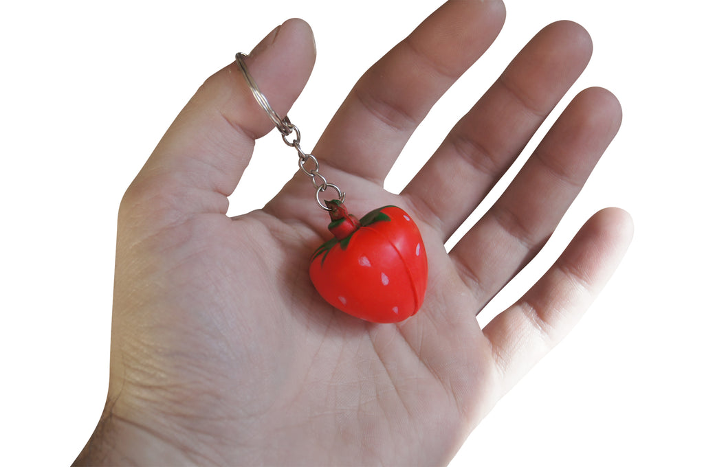 Squishy Red Strawberry Fruit Keychains for Kids – Novel Merk