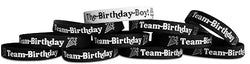 Novel Merk Birthday Boy & Team Birthday Wristbands for Birthday Party Favors & Celebrations Black & White (11 Pieces)