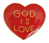 3-Piece Red Heart God is Love & Variety Lady Lapel Pin Hat Pin & Tie Tack Set with Clutch Back by Novel Merk