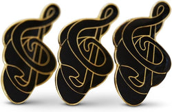 3-Piece Musician Black Treble Clef Note Lapel or Hat Pin & Tie Tack Set with Clutch Back by Novel Merk