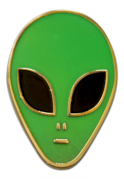 Novel Merk Alien Head Lapel Pin, Hat Pin & Tie Tack with Clutch Back (Single Pack)