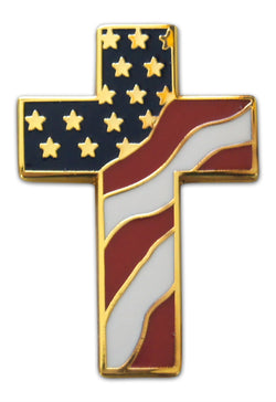 Novel Merk American Cross Lapel Pin, Hat Pin & Tie Tack with Clutch Back (Single Pack)