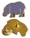 Novel Merk Hippo Lapel Pin, Hat Pin & Tie Tack with Clutch Back (Single Pack)