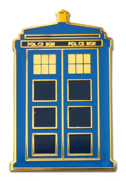 Novel Merk Blue Police Box Lapel Pin, Hat Pin & Tie Tack with Clutch Back (Single Pack)