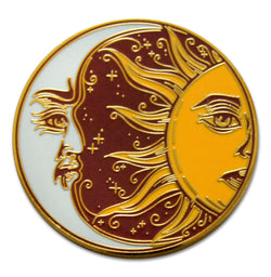 Novel Merk Brother Sun Sister Moon Lapel Pin, Hat Pin & Tie Tack with Clutch Back (Single Pack)