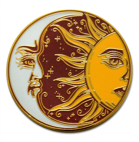 Novel Merk Brother Sun Sister Moon Lapel Pin, Hat Pin & Tie Tack with Clutch Back (Single Pack)