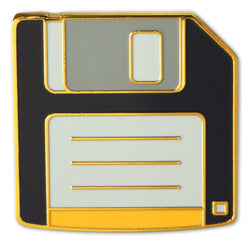 Novel Merk Floppy Disc Lapel Pin, Hat Pin & Tie Tack with Clutch Back (Single Pack)
