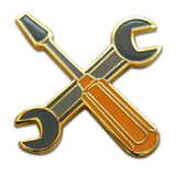 Novel Merk Crossed Wrenches Lapel Pin, Hat Pin & Tie Tack with Clutch Back (Single Pack)
