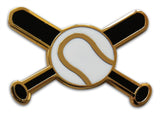 Novel Merk Crossed Baseball Bats Lapel Pin, Hat Pin & Tie Tack with Clutch Back (Single Pack)