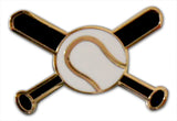 Novel Merk Crossed Baseball Bats Lapel Pin, Hat Pin & Tie Tack with Clutch Back (Single Pack)