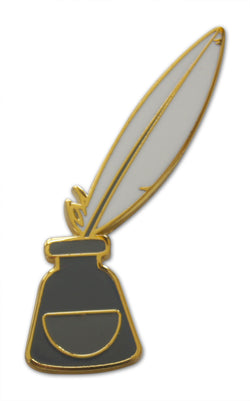 Novel Merk Ink Feather Quill Lapel Pin, Hat Pin & Tie Tack with Clutch Back (Single Pack)