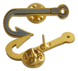 Novel Merk Fishing Hook Lapel Pin, Hat Pin & Tie Tack with Clutch Back (Single Pack)