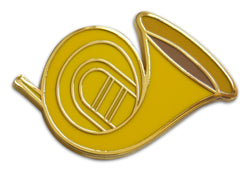 Novel Merk French Horn Lapel Pin, Hat Pin & Tie Tack with Clutch Back (Single Pack)