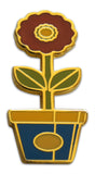 Novel Merk Potted Flower Lapel Pin, Hat Pin & Tie Tack with Clutch Back (Single Pack)