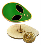 Novel Merk Alien Head Lapel Pin, Hat Pin & Tie Tack with Clutch Back (Single Pack)
