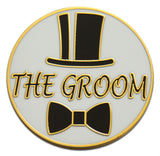 Novel Merk The Groom Lapel Pin, Hat Pin & Tie Tack with Clutch Back (Single Pack)