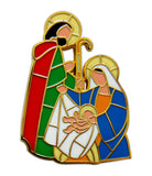 Novel Merk Holy Family Nativity Lapel Pin, Hat Pin & Tie Tack with Clutch Back (Single Pack)