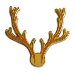 Novel Merk Antler Lapel Pin, Hat Pin & Tie Tack with Clutch Back (Single Pack)