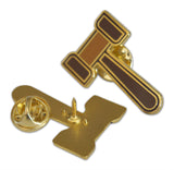 Novel Merk Gavel Lapel Pin, Hat Pin & Tie Tack with Clutch Back (Single Pack)