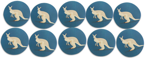 Novel Merk Kangaroo Vinyl Sticker Decals – 2 Inch Round Individual Cut - Waterproof (10 Pack)