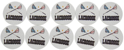 Novel Merk Lacrosse Sports Vinyl Sticker Decals – 2 Inch Round Individual Cut - Waterproof (10 Pack)