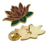 Novel Merk Lotus Flower Lapel Pin, Hat Pin & Tie Tack with Clutch Back (Single Pack)