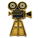 Novel Merk Movie Camera Lapel Pin, Hat Pin & Tie Tack with Clutch Back (Single Pack)