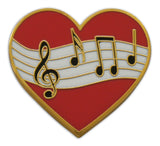 Novel Merk Musician Heart Lapel Pin, Hat Pin & Tie Tack with Clutch Back (Single Pack)