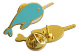 Novel Merk Narwhal Lapel Pin, Hat Pin & Tie Tack with Clutch Back (Single Pack)