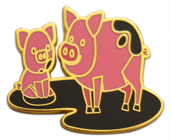 Novel Merk Pigs Lapel Pin, Hat Pin & Tie Tack with Clutch Back (Single Pack)