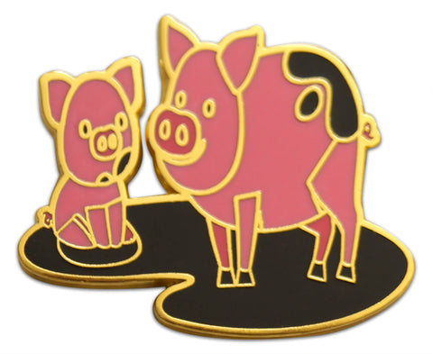 Novel Merk Pigs Lapel Pin, Hat Pin & Tie Tack with Clutch Back (Single Pack)