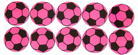 Novel Merk Pink Soccer Vinyl Sticker 2 Inch Round (10 Pack)