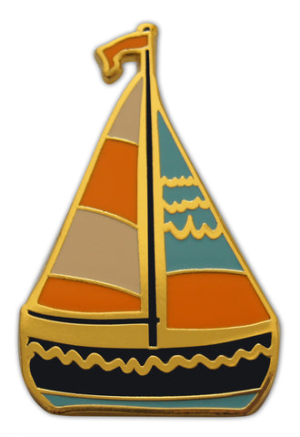 Novel Merk Sailboat Lapel Pin, Hat Pin & Tie Tack with Clutch Back (Single Pack)