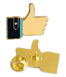 Novel Merk Thumbs Up Lapel Pin, Hat Pin & Tie Tack with Clutch Back (Single Pack)
