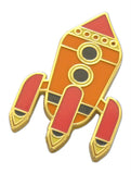 Novel Merk Orange Rocketship Lapel Pin, Hat Pin & Tie Tack with Clutch Back (Single Pack)