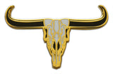 Novel Merk Longhorn Skull Lapel Pin, Hat Pin & Tie Tack with Clutch Back (Single Pack)