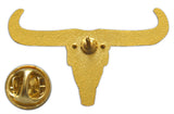 Novel Merk Longhorn Skull Lapel Pin, Hat Pin & Tie Tack with Clutch Back (Single Pack)