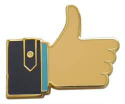 Novel Merk Thumbs Up Lapel Pin, Hat Pin & Tie Tack with Clutch Back (Single Pack)